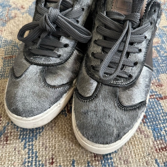 Valentino Grey Metallic Pony Hair Flycrew Sneakers 38 - Picture 3 of 6